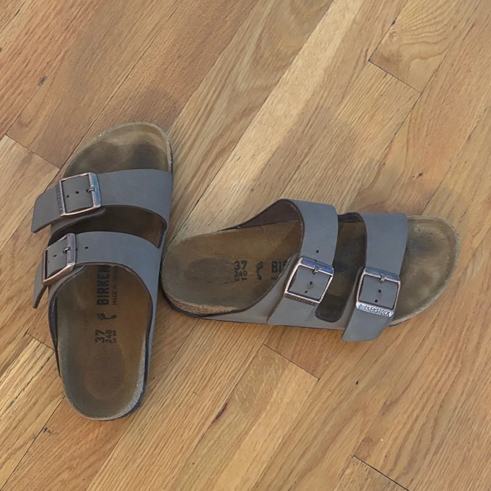 Birkenstock Taupe Double Strap Sandals - Picture 1 of 3